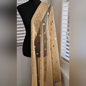 Gold Embellished Premium Net Dupatta